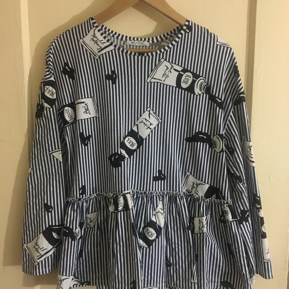 ‼️SOLD‼️ Zara peplum paint tube top - Picture 5 of 5